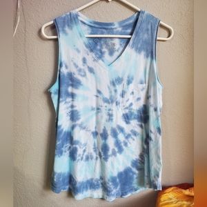Time and Tru M 8-10 Blue Tie Dye Tank Top Youth